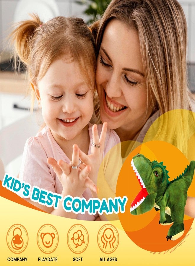 Easfan Plush Dinosaur Hand Puppet with Movable Mouth T-Rex Stuffed Animal Puppet for Imaginative Pretend Play Storytelling Gifts for Kids Boys Girls on Birthday Christmas, 11'' - Image 3